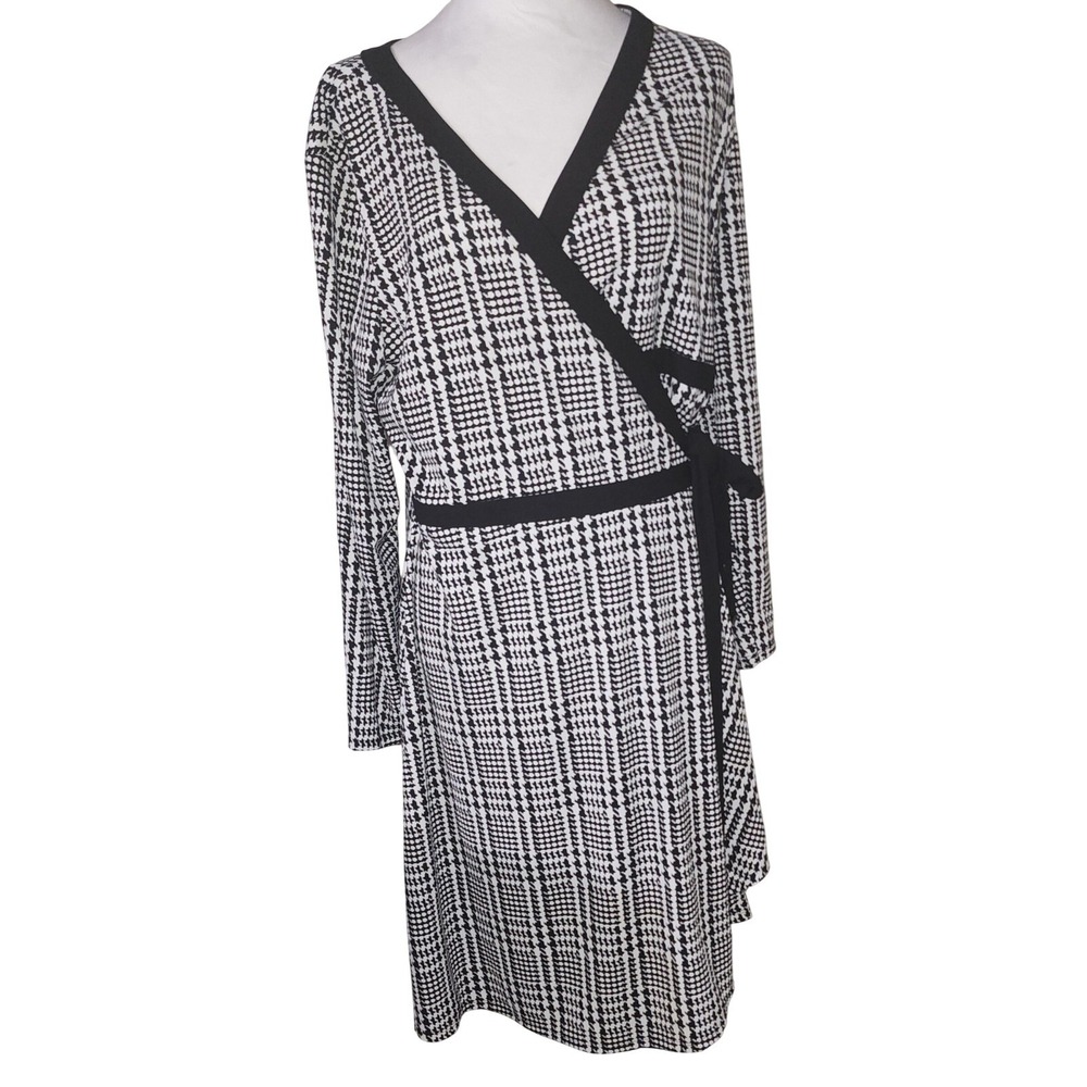 Tommy Hilfiger Houndstooth Wrap Dress Long Sleeve Career Casual 14